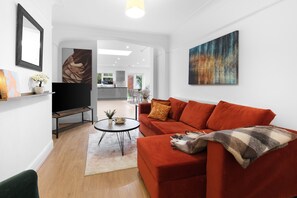 Family House, Patio | Living area | 42-inch Smart TV with digital channels, Netflix, streaming services - Spacious 4 Bed Semi-Detached Hse  (Stanmore)