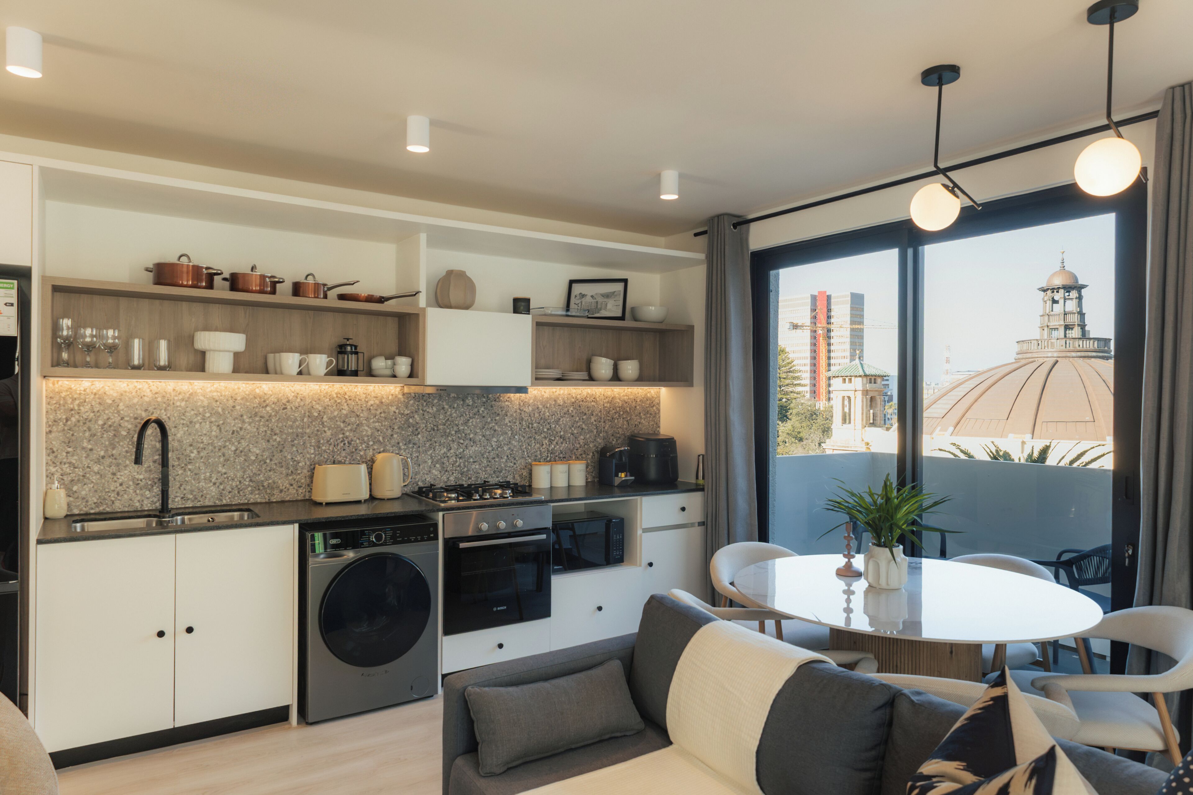 Luxury Apartment | Private kitchen | Coffee/tea maker, oven, electric kettle, coffee grinder