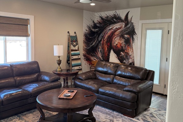Comfortable LR, plenty of seating, large screen TV