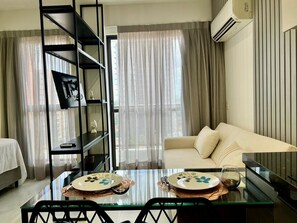 Comfort Apartment | Living area - Compact Time - Miramar Hospedagens  (João Pessoa)