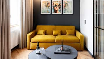 Leilighet – premium, byutsikt | Oppholdsområde