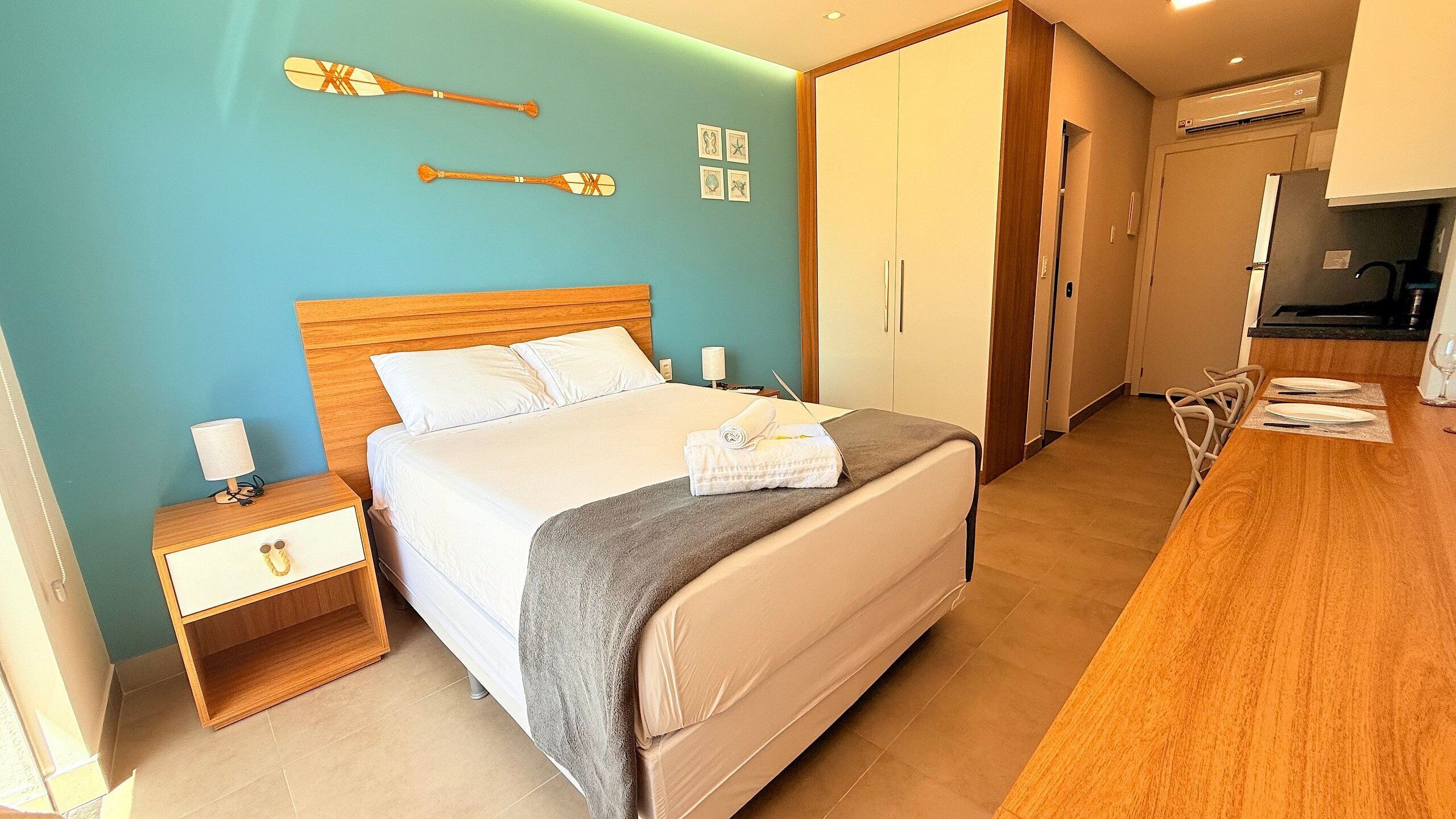 Studio | Select Comfort beds, individually decorated, desk, laptop workspace