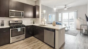 Fridge, dining tables - Landing | Incredible 1BD, Clubhouse, Yoga Studio (Las Vegas)