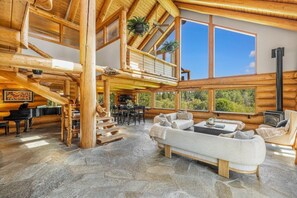 TV, fireplace - Private Pond, Hot Tub & 18-Acre Escape (McCall)