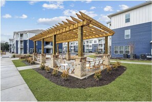 Outdoor dining - Landing | Chic 2BD, Clubhouse, Gym (Leland)
