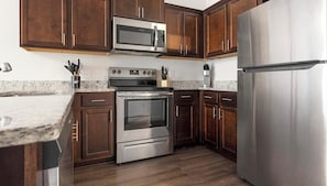 Fridge, dining tables