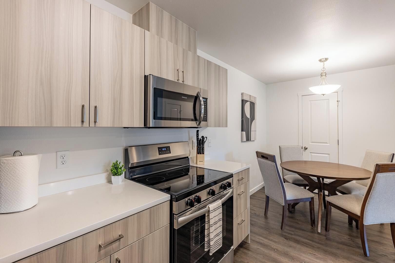 Fridge, dining tables