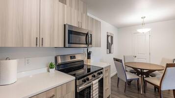 Fridge, dining tables