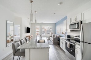 Fridge, dining tables - Landing | Incredible 1BD, Gym (Columbus)