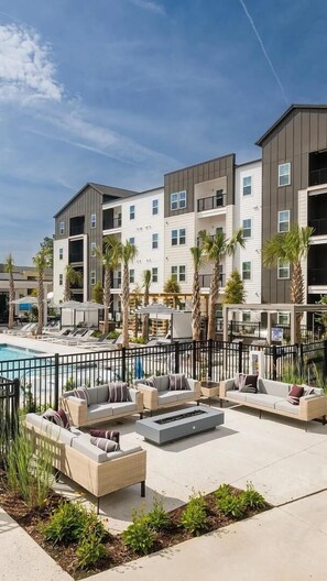 Terrace/patio - Landing | Stylish 1BD, Yoga Studio, Gym (Summerville)