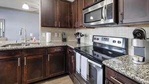 Fridge, dining tables - Landing | Stylish 1BD, Clubhouse (Carrollton)
