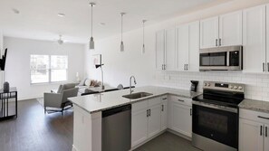 Fridge, dining tables - Landing | Amazing 1BD, Yoga Studio, Pool (Athens)