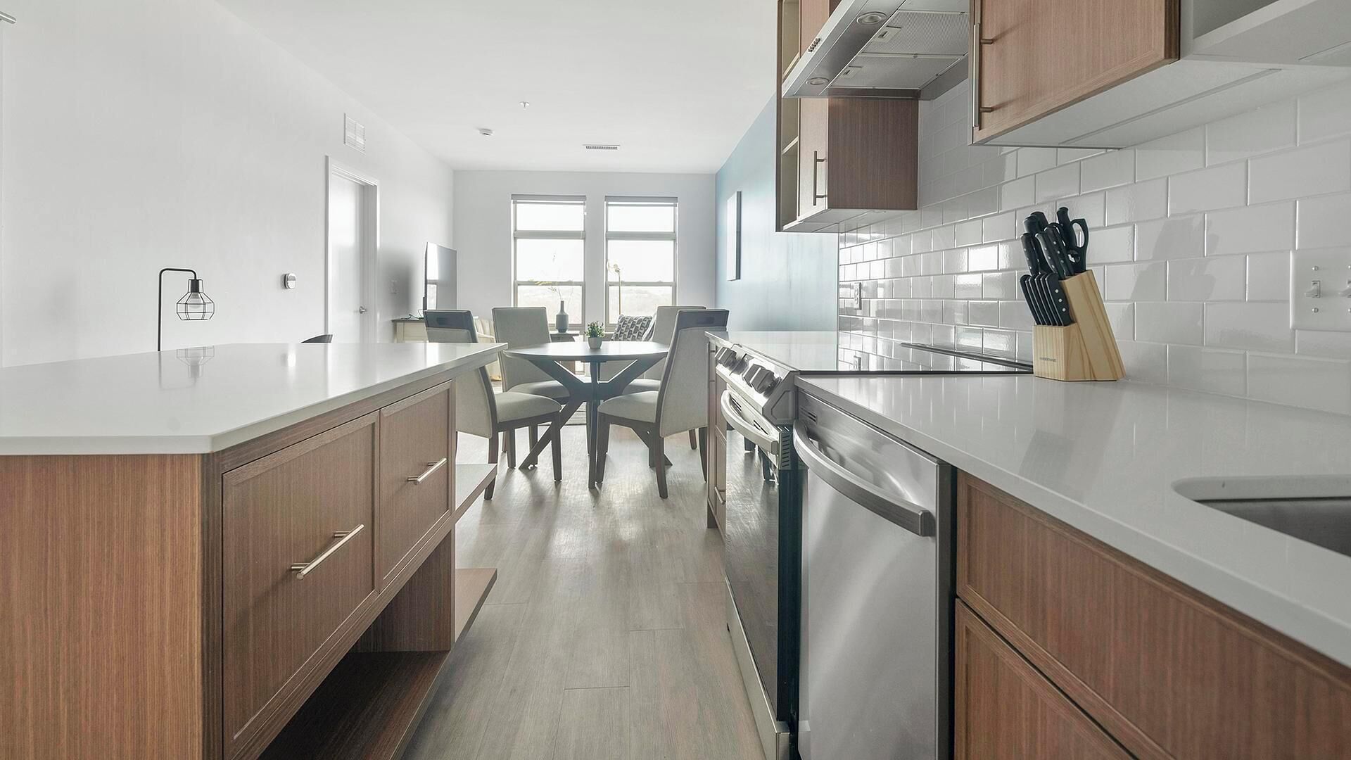 Fridge, dining table