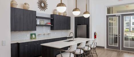 Fridge, dining tables