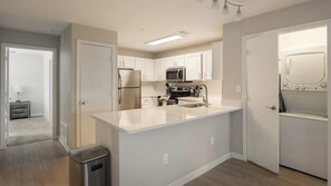 Fridge, dining tables