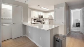 Fridge, dining tables