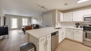 Fridge, dining tables