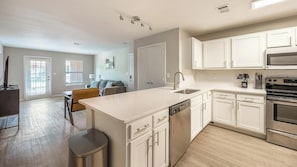 Fridge, dining tables
