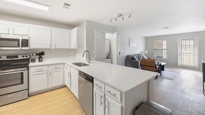 Fridge, dining tables