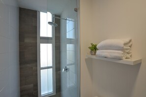 Sviitti, kaupunkinäköala | Kylpyhuone | Suihku, ilmaiset hygieniatuotteet, hiustenkuivaaja, pyyhkeet