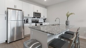 Fridge, dining tables - Landing | Modern 1BD, Pool, Gym (Palm Bay)
