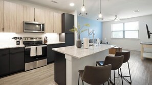 Fridge, dining tables - Landing | Stunning 1BD, Gym, Clubhouse (Lewisville)