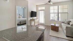1 bedroom, desk, iron/ironing board, WiFi - Landing | Amazing 1BD, Gym, Game Room (Houston)
