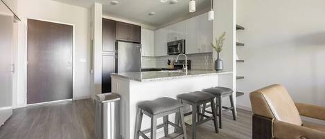 Fridge, dining tables