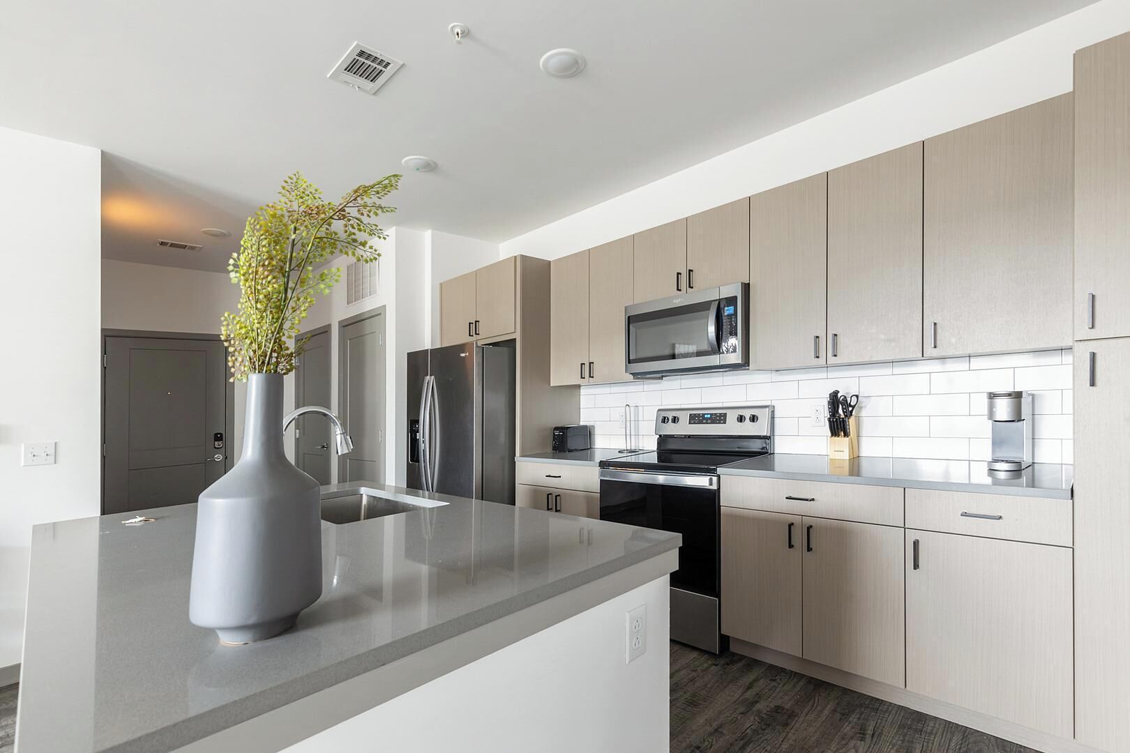 Fridge, dining tables