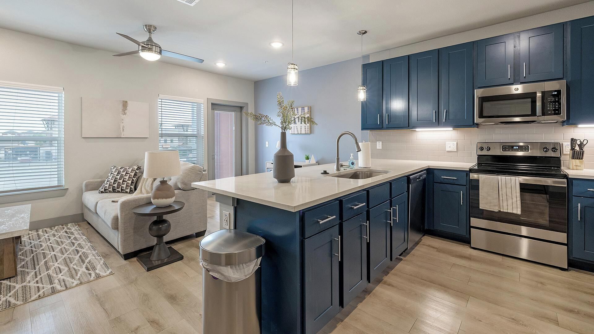 Fridge, dining tables