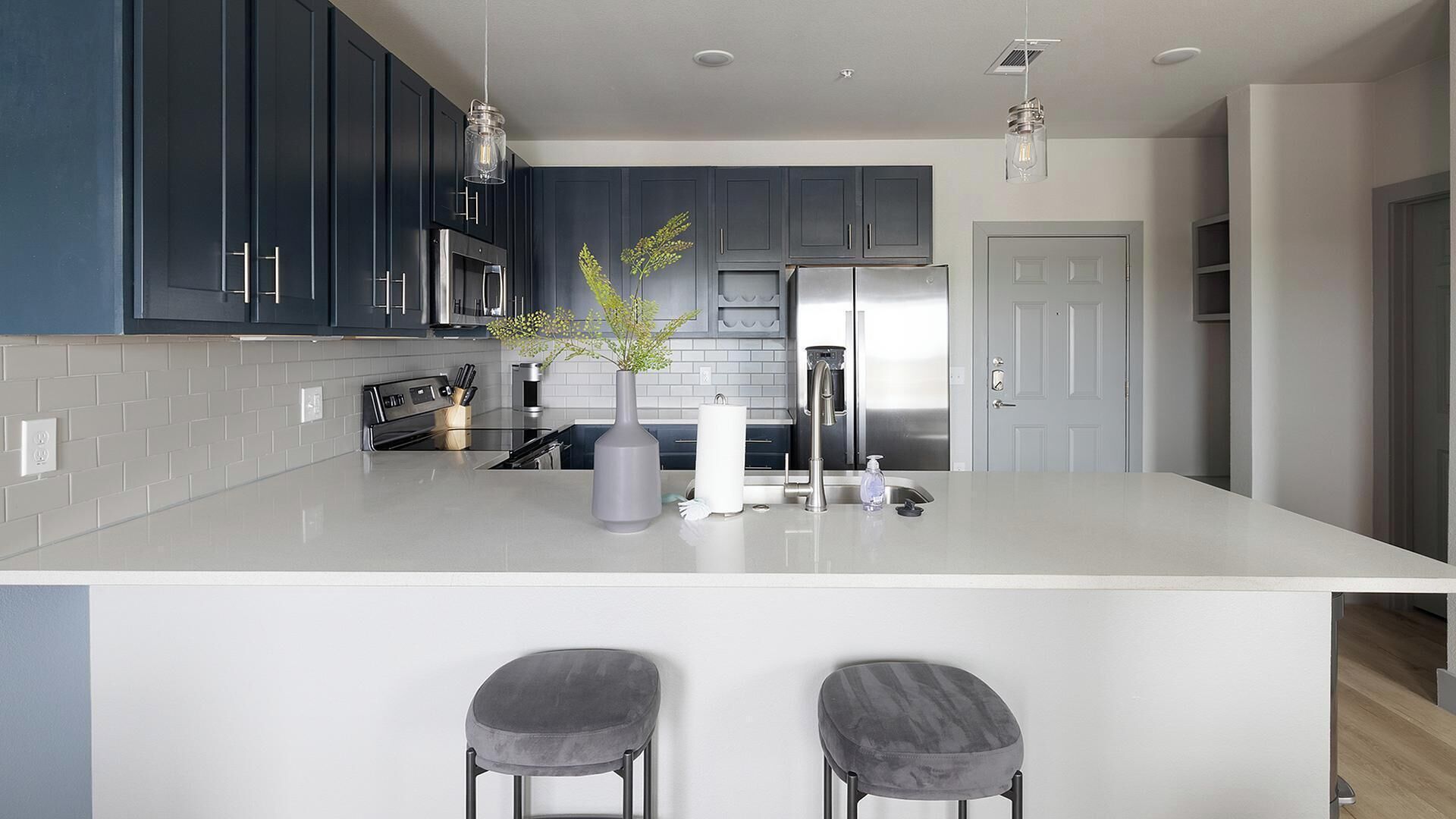 Fridge, dining tables