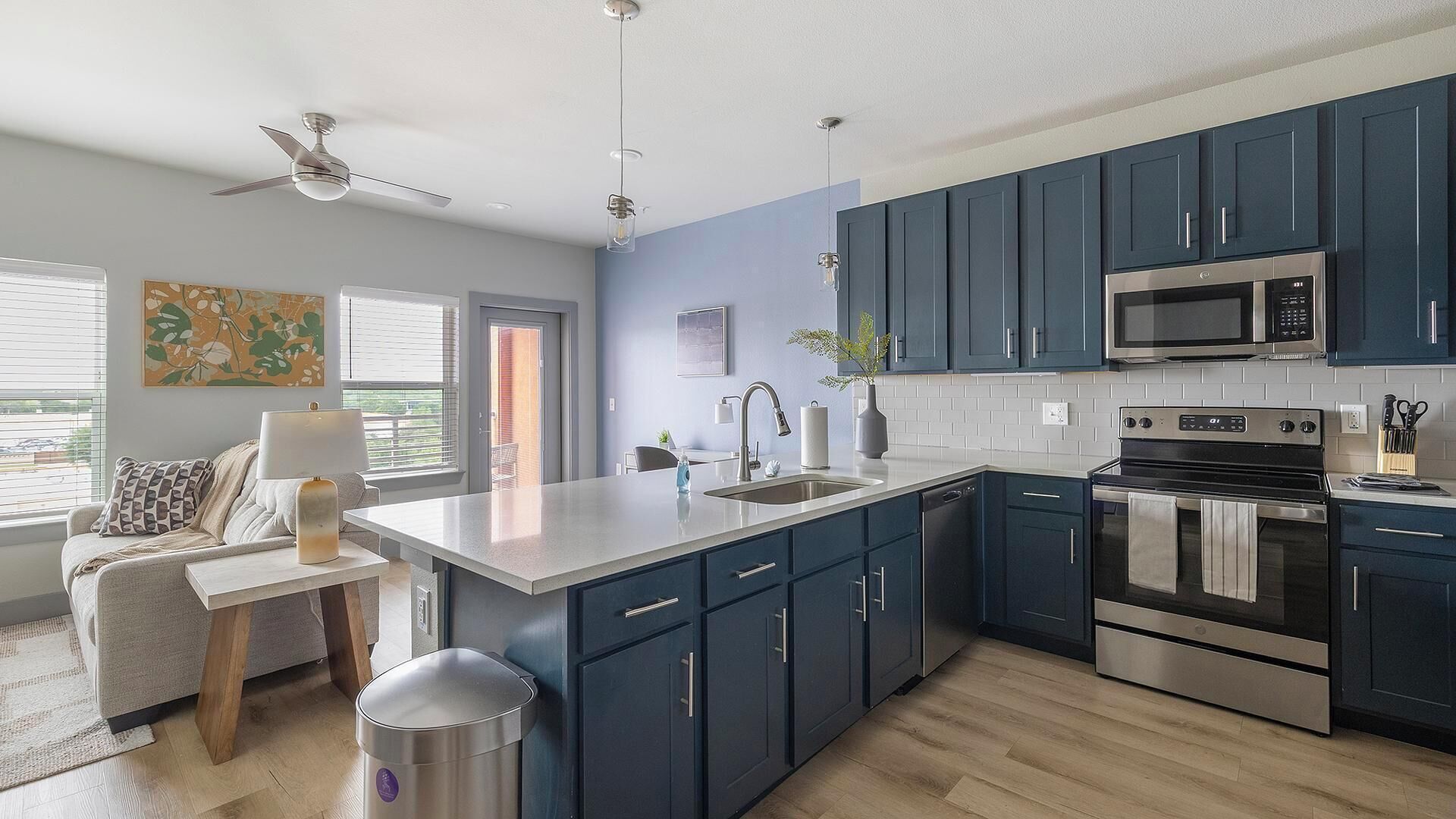 Fridge, dining tables