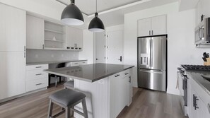 Fridge, dining tables - Landing | Stunning 1BD, Gym (Austin)
