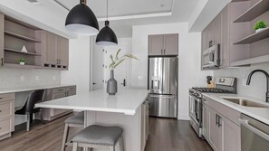 Fridge, dining tables - Landing | Beautiful 1BD, Gym (Austin)