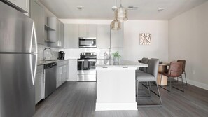 Fridge, dining tables