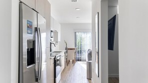 Fridge, dining tables - Landing | Beautiful Studio, Game Room, Courtyard (Chapel Hill)