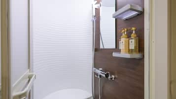 Hair dryer, slippers, towels, shampoo