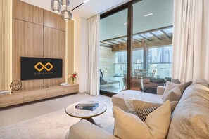 Living area - Luxury 1BR w/ Jacuzzi & Burj Khalifa View (Dubai)
