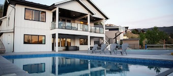 Poolside retreat with private basketball court