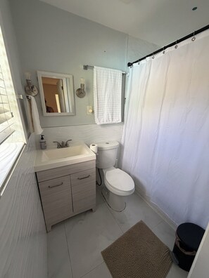 Serviettes fournies, savon, papier toilette