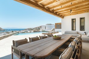 Outdoor dining - Luxury Villa with Private Pool, Ornos Villas by Alissachni Mykonos (Mykonos)