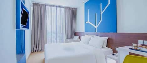 Chambre exĂ©cutive double, vue sur la ville | Coffre-fort, systĂšme dâinsonorisation, accĂšs au Wi-Fi (inclus)