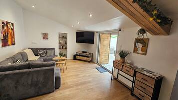 TV, DVD player, foosball, table tennis