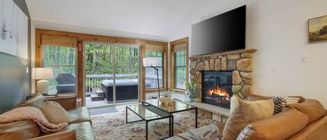 Smart TV, fireplace, table football