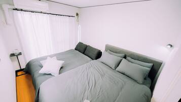 Desk, bed sheets