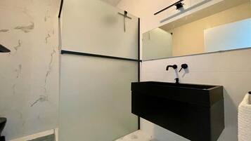 Hair dryer, towels, toilet paper