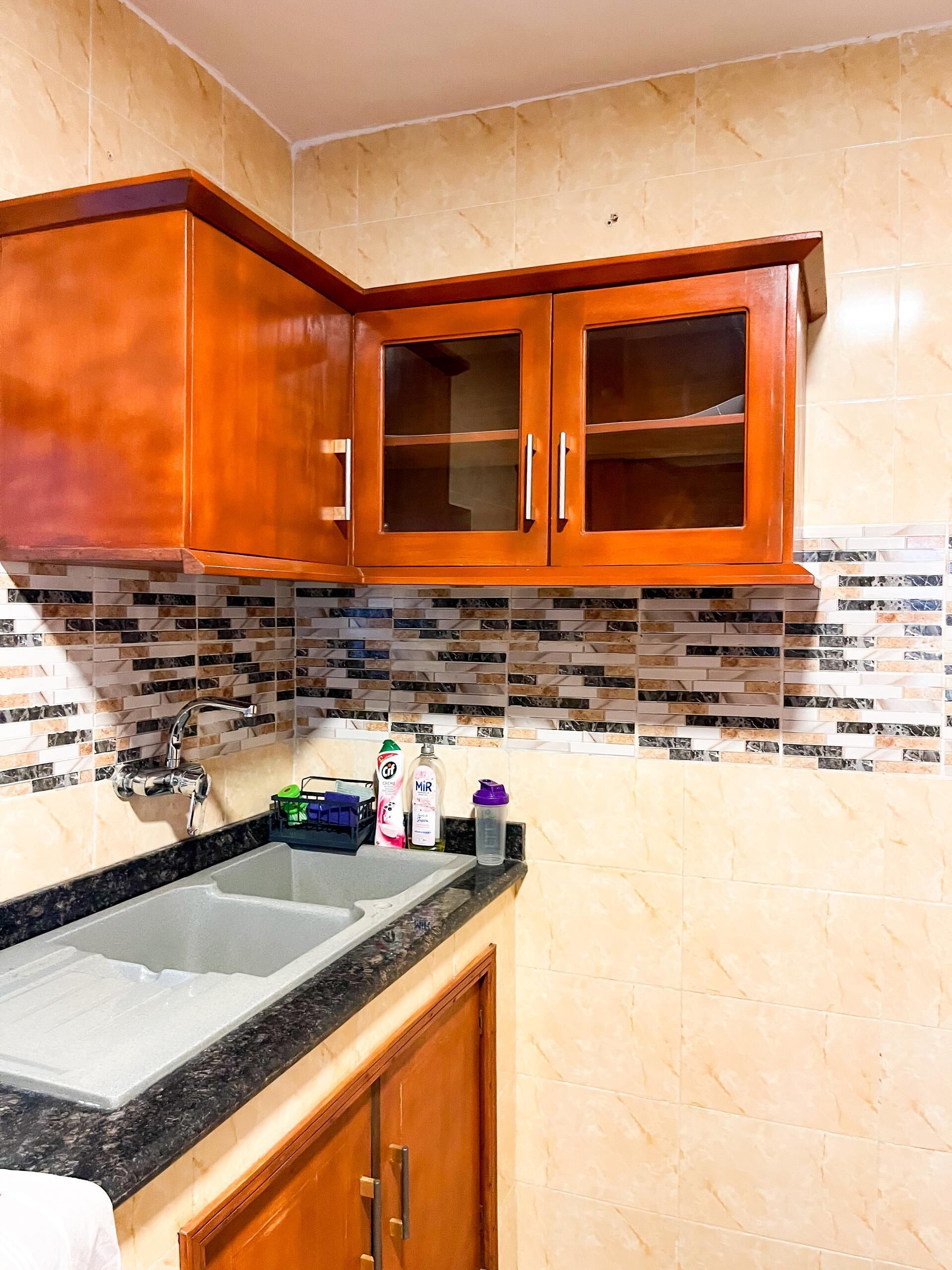 Shower, towels, soap, toilet paper