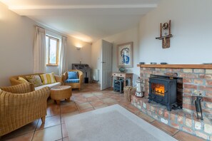 TV, fireplace, music library, stereo - The Little Roundhouse is a unique, architect-designed retreat for up to six guests (Roserrow)