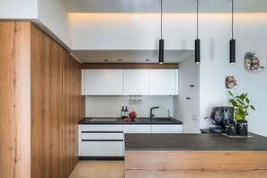 Private kitchen - Beautiful private villa with private pool, hot tub, A/C, WIFI, TV, patio and panoramic view (Cornino)