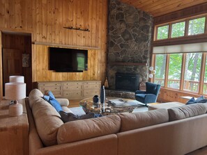 DVD player, stereo - Lake Winnipesaukee Luxury Estate | Sandy Beach, Dock, Sleeps Large Groups (Tuftonboro)